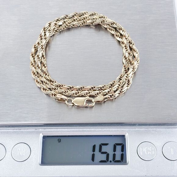 Vintage Italy Sterling Silver 925 2.6mm Rope Chain Necklace 18” - Picture 3 of 3